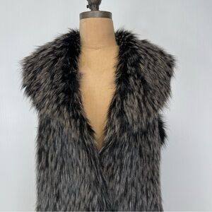 White House Black Market Black Faux Fur Vest